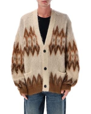 Isabel Marant Nielson Mohair Blend Cardigan With Fair Isle Motif - Natural