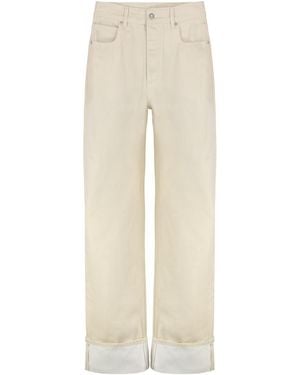 Bottega Veneta Wide Leg Jeans With Cuffs - Natural