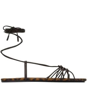 Saint Laurent Ankle Strap Babylone Flat Sandals Shoes - White
