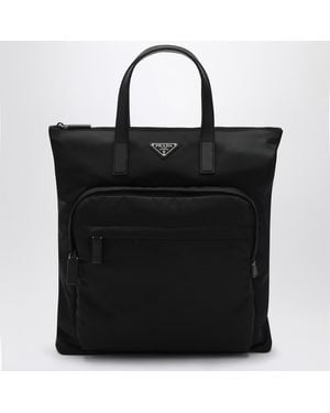 Prada Re-nylon And Saffiano Shopping Bag - Black