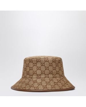 Gucci Bucket Hat In Denim Gg - Brown