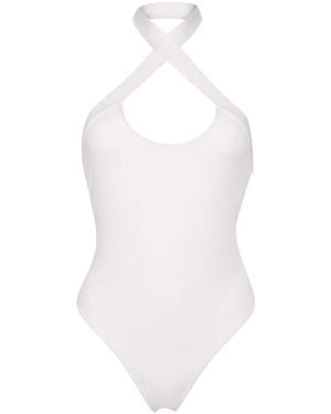 Off-White c/o Virgil Abloh Halterneck Open-Back Swimsuit - White