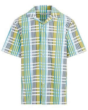 Lanvin Checkered Design Cotton Shirt - Blue