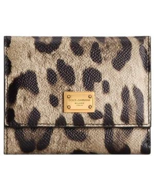 Dolce & Gabbana Leopard Print Zip Around Wallet - Brown