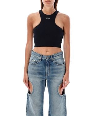Off-White c/o Virgil Abloh Ribbed Crop Top - Blue
