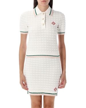 CASABLANCA Bouclé Polo Shirt - White