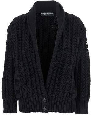 Dolce & Gabbana Cardigan With Wide Neckline On The Front - Blue