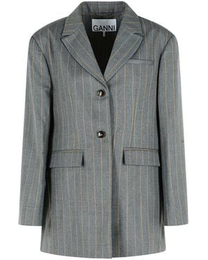 Ganni Gray Wool Blend Blazer