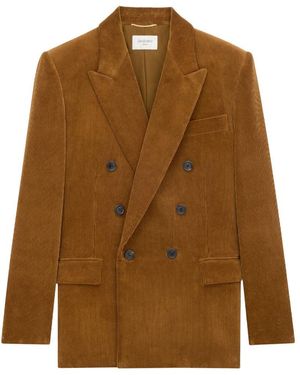 Saint Laurent Corduroy Double-Breasted Jacket - Brown