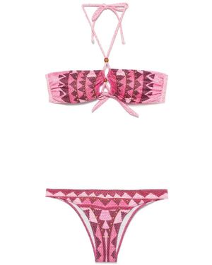 PIN UP Bandeau-style Studded Bikini Clothing - Pink