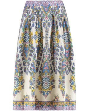 Etro Printed Poplin Skirt - Blue