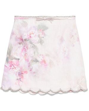 Zimmermann Crush Linen Mini Skirt - Pink