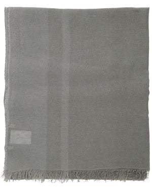 Antonelli Grey Scarf With Rectangular Design And Frayed Edges In Linen Blend Woman
