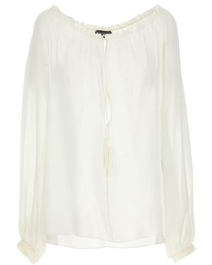 Tom Ford Silk Georgette Blouse With Adjustable Drawstring - White