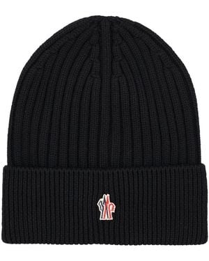 Moncler Rib Knit Wool Beanie - Black
