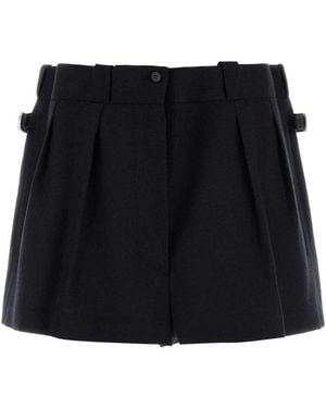 Prada Midnight Blue Wool Shorts - Black