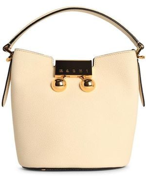 Marni Medium 'Trunkaroo' Leather Shoulder Bag - Natural
