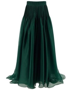 Carolina Herrera 'Pintucked Organza' Skirt - Green