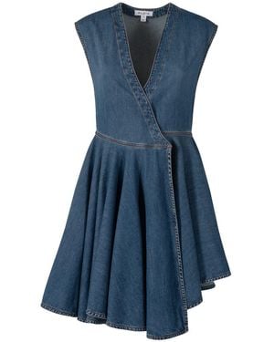 Alaïa Deep Stone Denim Wrap Dress - Blue