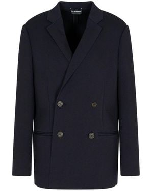 Emporio Armani Single-breasted Blazer Jacket - Blue