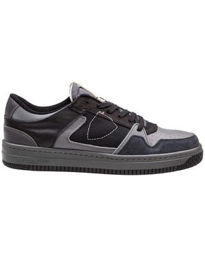 Philippe Model Low-Top Calfskin And Suede Sneaker - Black