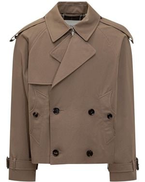 Burberry Double-Breasted Short Trench - Brown