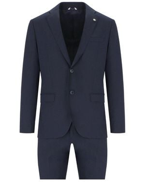 Manuel Ritz Dark Single-Breasted Suit - Blue