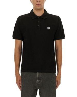 KENZO Polo Shirt With Happy Tiger Embroidery - Black