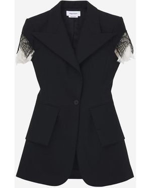 McQueen Wool Lace Blazer - Black