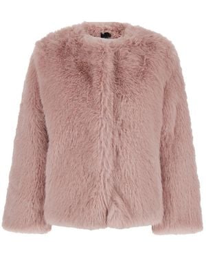 Plain Fake Fox Fur Jacket - Pink