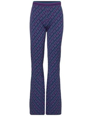 Diane von Furstenberg Flared Trousers With Viscose Blend And Pattern Design - Blue