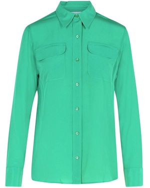 Equipment 'Slim Signature' Emerald Shirt With Classic Collar - Green
