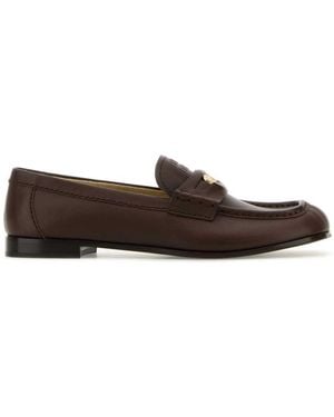 Miu Miu Leather Loafers - Brown