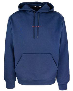 Marni Hoodie With Mini Logo - Blue