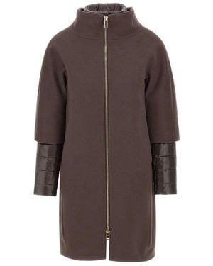 Herno Detachable-Panels Virgin-Wool Coat - Brown