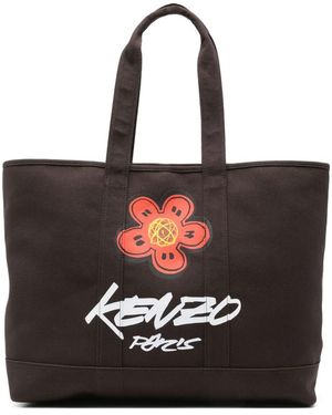 KENZO FUTURA Logo Cotton Tote Bag - Black