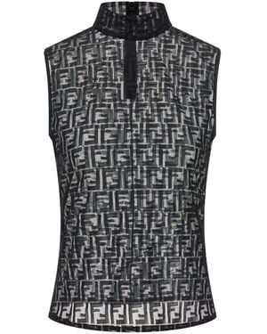 Fendi 'Ff' Lace Top - Black