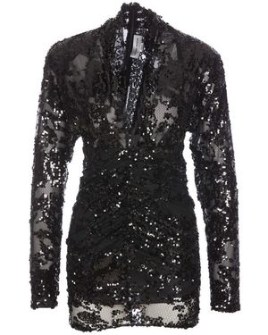 Victoria Beckham Sequins Mini Dress - Black