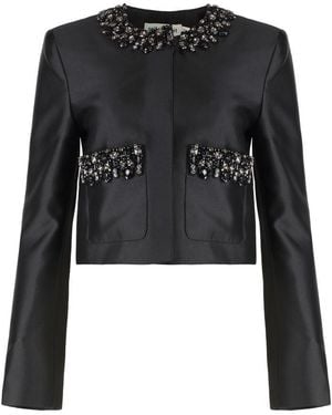 Self-Portrait Taffeta Jacket - Black
