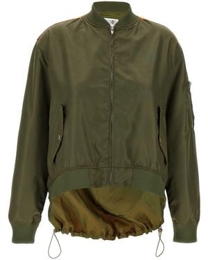 MM6 by Maison Martin Margiela Hem Bomber Jacket With Contrast Inserts - Green