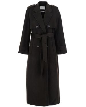 IVY & OAK 'Colette Ann' Double-Breasted Coat With Wide Notched Revers - Black
