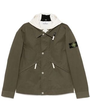Stone Island Hooded Cotton Jacket - Green