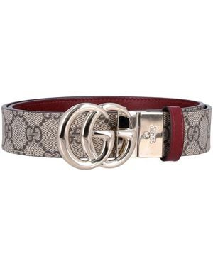 Gucci Reversible Gg Marmont Wide Belt - White