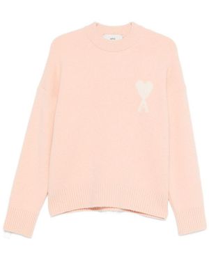 Ami Paris De Coeur Wool Sweater - Pink