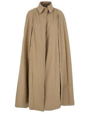 FEDERICA TOSI Cape With Collar And Hidden Closure - Natural
