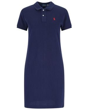 Polo Ralph Lauren Newport/C3870 Logo-Embroidered Cotton-Pique Dress - Blue
