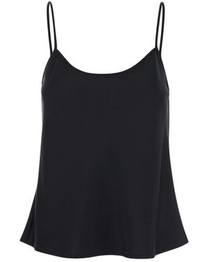 Plain Tank Top With U Neckline - Black