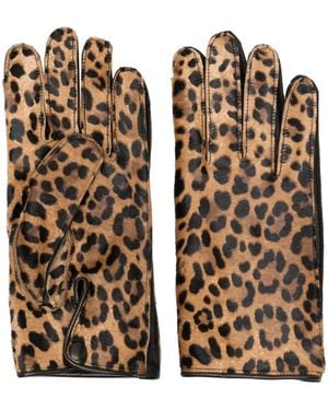 Maison Margiela Sll-Over Leopard-Print Gloves - Brown