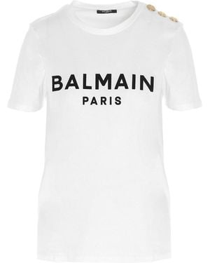 Balmain Logo Print T-shirt - Gray