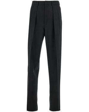 Tom Ford High Twist Broken Twill Double Pleat Pant - Black